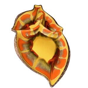 HUGE Vintage Sequioa Ware 601 Divided Serving Candy Dish Orange Boho 17"